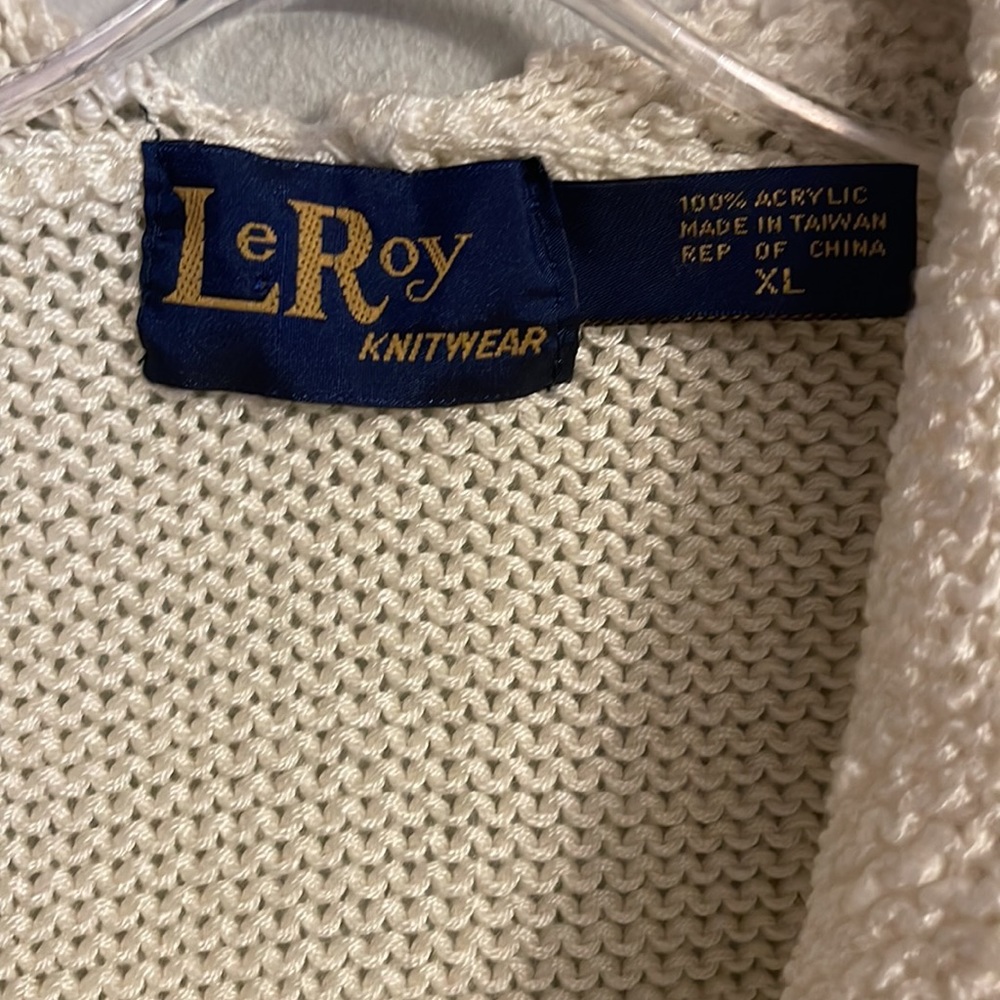 Oversized Vintage Artisanal Cream Cowl Neck Sweater - Picture 3 of 16